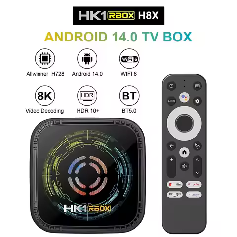 10pcs Lot HK1 RBOX H8X Android 14 TV BOX With Colourful Fan Allwinner H728 Octa Core 8K Video Decodi