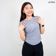 t430# tb4302-2XL# เสื้อยืด มี 2 ไซส์ งานคอกลม แขนสั้น ปักลายโบว์ ผ้าคอตตอนผสม