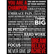 HoneyKICK A Champion's Mantra Motivational Poster - 12 x 16 Inch Cardstock Print - Inspirational Wal