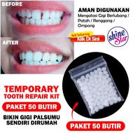 SHINE STAR - [PAKET ISI 50 BUTIR] GIGI PALSU SEMENTARA PENAMBAL RENGGANG PATAH DLL TEMPORARY TOOTH /