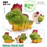 HIJAU Soft Rubber Toys- Cute Green Iguana/ Animal Toy Figure Collection - Soft Rubber Iguana Suitabl