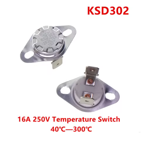 1PCS KSD302 16A 250V Ceramic KSD301 Normally Closed Temperature Switch Thermostat 40 55 65 75 90 100
