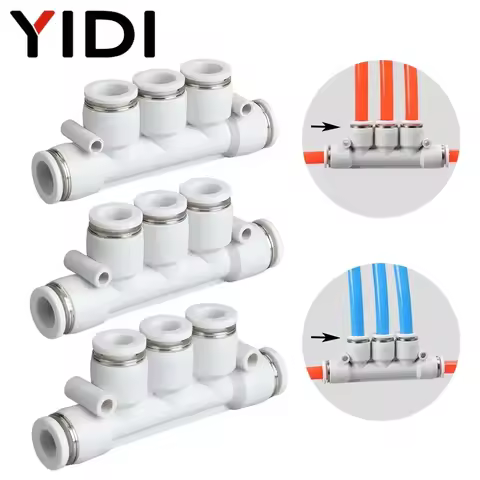 5pcs PKG PK Manifold Connection Quick Air Hose Fitting 12 10 8 6 4 Pipe Tube Pneumatic Push-Fit Conn