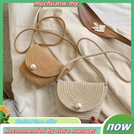 Korean Shoulder Bag Women Sling Bag Snap Closure Messager Bag Woven Bag Vintage Style Woven Knitted 