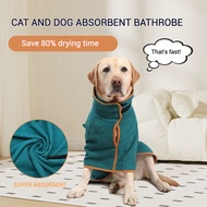 Pet Bathrobe Quick Dry Super Absorbent Microfiber Dog Towel Adjustable Magic Tape Closure Soft Comfo