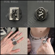 ERD Silver 925 Burning Soldier Beauty Relief Big Ring Retro Punk Rock Accessories Street Hip-Hop Jew