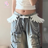 BALSA Angel Wings Waist Belt, Adjustable PU Leather Women's Waist Chains, Edgy Style Punk Cosplay Go