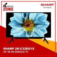 Sharp 2K C32EG1X / 32 Inch Smart Led TV / Google TV /Netflix, Youtube, Prime Video / HDR10 / Full HD / Quadcore / with Wall Bracket