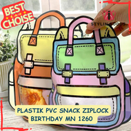 MN-1261 MN 1260 ZIPER BENING MOTIF TAS RANSEL BACKPACK / PLASTIK PVC SNACK ZIPLOCK BIRTHDAY GOODIE B