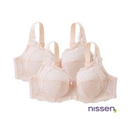 Direct from Japan Nissen_ Plus Size Full Cup Bra 2-Pc Set with Exquisite Japanese Lace - Comfortable