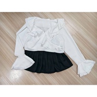 Long-Sleeved Shirt For Chubby Women White SHEIN CURVE Size 1XL Cross Tie Back