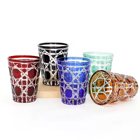 Hand-carved Crystal Glass Japanese Edo Kiriko Handmade Whiskey Glass Juice Beer Glass