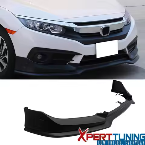 Fits 16-18 Honda Civic Mugen Style Unpainted Black Front Bumper Lip Splitter PP