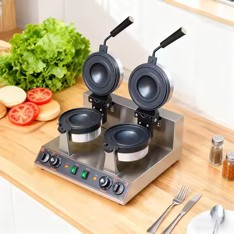Panini Press Double Head UFO Hamburger Maker Gelato Semlor Paczki Krapfen Snack Baker Commercial Ice