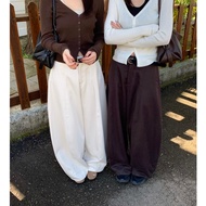 Isa _ No Private Pure Color Control Love (Inner Brushed Fleece) Twill Wide Pants 51120