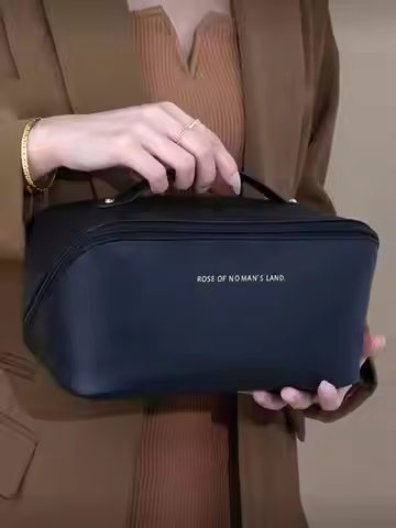 25L Black PU Travel Wash Bag - Women’s Large Capacity Portable Cosmetic Organizer