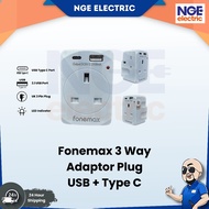 [SIRIM] 3 Way Adapter Switch + Type C + USB 3 Way Adaptor / 3 Way Sirim Adaptor USB Extension Plug A