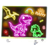 [sillyshuai]Acrylic Note Pad with Stand-Rechargeable 16 Inch LED Drawing Board for Kids 7 Color Ligh