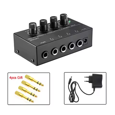 4 Channels Mini Audio Stereo Headphone Amplifier HA400 Ultra-Compact With 4pcs 6.5MM to 3.5MM Jack P