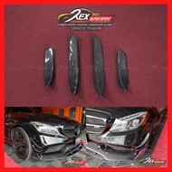 Mercedes Benz C-CLASS W205 C63 C63s AMG Front Bumper Canard Fins Carbon Fiber Bumper Kit