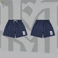 (xinghe88) Blue Star Print Shorts with Letter "B"