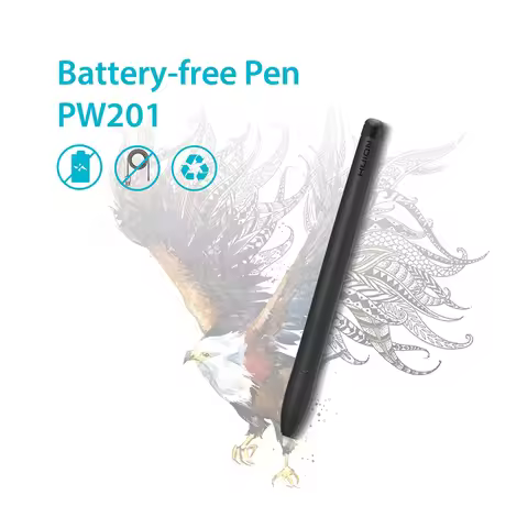 HUION PW201 Battery-free Pen 4096 Levels with Two Side Customized Keys Applicable for Digital Graphi