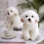 Soothing plush toy, realistic Maltese cute dog figurine, Bichon Frise plush toy dog SM0U