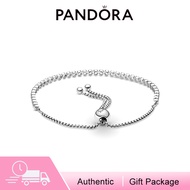 【100% Genuine】Pandora Sparkling Slider Tennis Bracelet Features Slider Clasp - Silver Bracelet for W