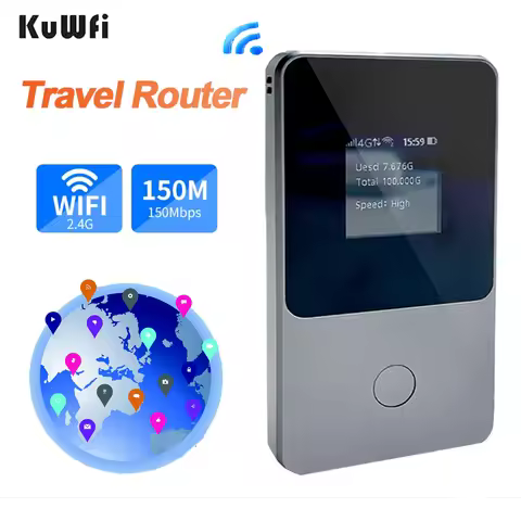 KuWfi 4G LTE Router 150Mbps WiFi Router 3500mAh Portable Travel Wifi Hotspot No Need SIM Card 3GB Da