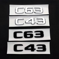 3d ABS Chrome Black C43 Logo C63 Letters Car Trunk Emblem Badge For Mercedes Benz C43 C63 W205 W204 
