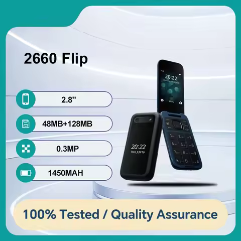 Original Unlocked 2660 flip 4G 1450mAh Mobile Phone 48MB ROM 0.3MP Camera Bluetooth Good Condition