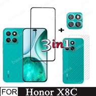 Tempered Glass for Honor X8C Screen Protector for Honor X8B X8A 3 in 1 Camera Lens Carbon Fiber Back