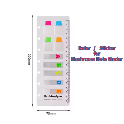 3pcs RINGNOTE Color Fluorescent PET Label Mark Emphasis Mushroom Hole Notebook Sticker Loose-leaf Bi