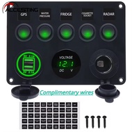 Green LED 24V Switch Panel Marine Switch Panel Waterproof 5-Button Switch Panel Usb Switch Led Digit