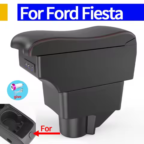 For Ford Fiesta Armrest Car Storage Box For Ford Fiesta 3 Car Armrest Box 2011-2018 Accessories PU L
