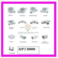 [BORONG] (3/4" ATAU 20MM) BUAT WIRING PVC ACCESSORIES 3WAY BOX, TEE, SOCKET, LID COVER, SADDLE, LONG BEND