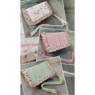 Fashion Bag Import Material Pu Size 20x7 X 12cm Women 's Sling Bag Embroidery 3pcs Load 1kg 400gram