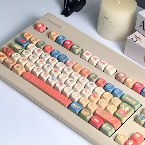 MAIMOOO Iso Azerty Layout Keycap Instant Noodle Theme Moa Profile Pbt Cute Rounded For Aula F75/F87/