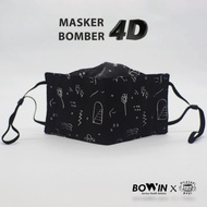 [Bowin X Chicco Jerikho] Masker Bomber - Masker Kain 4 Ply / Masker 4D