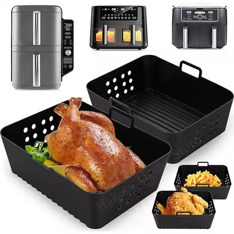 Air Fryer Liners for Ninjia SL400 SL401 Reusable Air Fryer Silicone Pot for Ninja Double Stack XL Ai