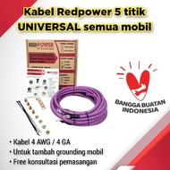 Redpower Kabel Grounding Mobil 4 awg / 4 GA Ground Wire Kit 4awg universal semua mobil 5 titik 7 tit