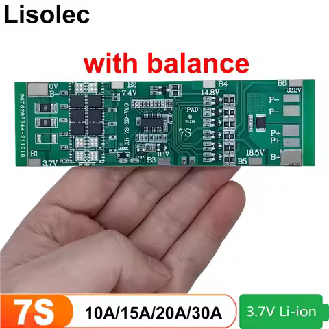 7S1P 7S2P 7S3P BMS 7S 24V 10A 15A 20A 30A Charge Discharge Protection Board for 25.9V 29.4V 18650 21