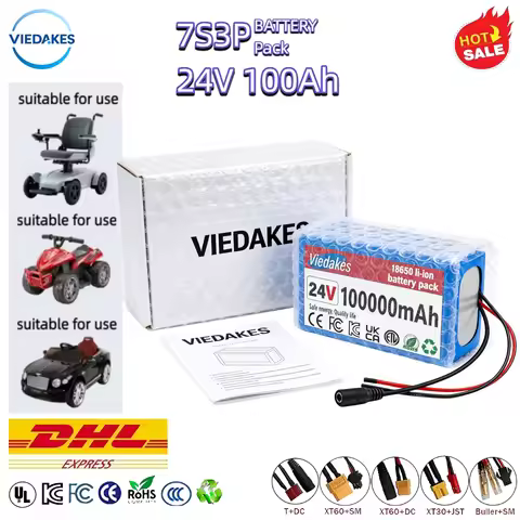 ✈️29.4V 100Ah 7s3p 18650 Battery Lithium Battery Suitable for 24V-29.4V Motors Lithium Ion Battery P