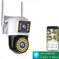 V380 กล้องสองเลนส์ WiFi หน้าจอคู่ 2กล้อง 12MP IP โทรสองทาง กันน้ํา มองเห็นกลางคืน สี ติดตามมือถือ AI