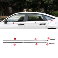 แผ่นไททาเนียมสีดำแต่งประตูรถสำหรับ Honda CIVIC FE 2022 2023 2024แผ่นติดกระจกหน้าต่างตรงกลางเสาเหล็กส