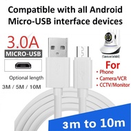 （white）3M/5M/10M Extension Cord Micro USB Cable for CCTV Camera Android Phone
