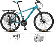 Fashionable Simplicity Adult Mountain Bike 26 inch Wheels Hardtail Mountain Trail Bike Aluminum Frame Outroad Bicycles 27-Speed Bicycle Full Suspension MTB ​​Gears Dual Disc Brakes Mountain