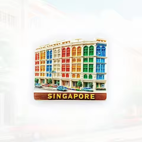 Singapore Rainbow Window Fridge Magnet - 3D Architectural Souvenir Colorful HDB Decor Unique Urban G