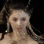 BIN-19 Veil chain face cover oriental gold silver face chain mask accessories cleopatra headpiece br