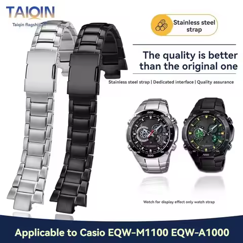 For Casio EDIFICE Series EQW-M1100 EQW-A1000 Stainless steel watchband men Dedicated convex interfac